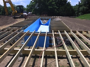 Deck Framed and the Pool erected.